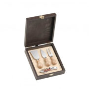 Enolike - Cofanetto in legno - set formaggio - 4 accessori