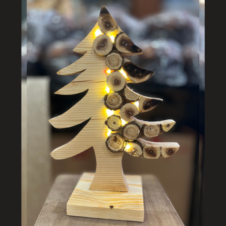 Enolike - The wooden Christmas pine with lights